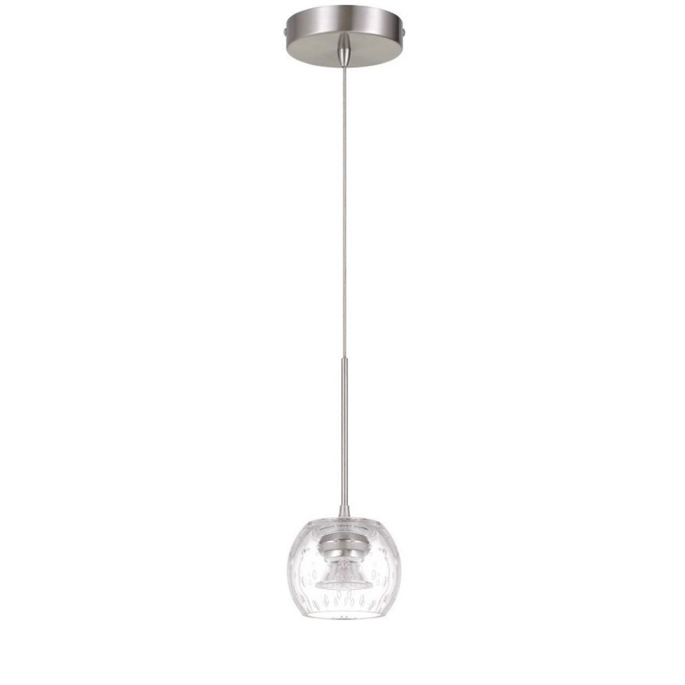 NEW PENDANT HOME LED Dimmable Mini Pendant w/ Smoked Glass Silver Cal Lighting
